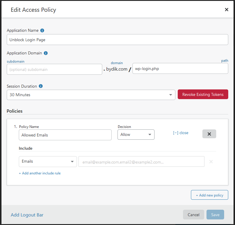 Cloudflare Edit Access Policy