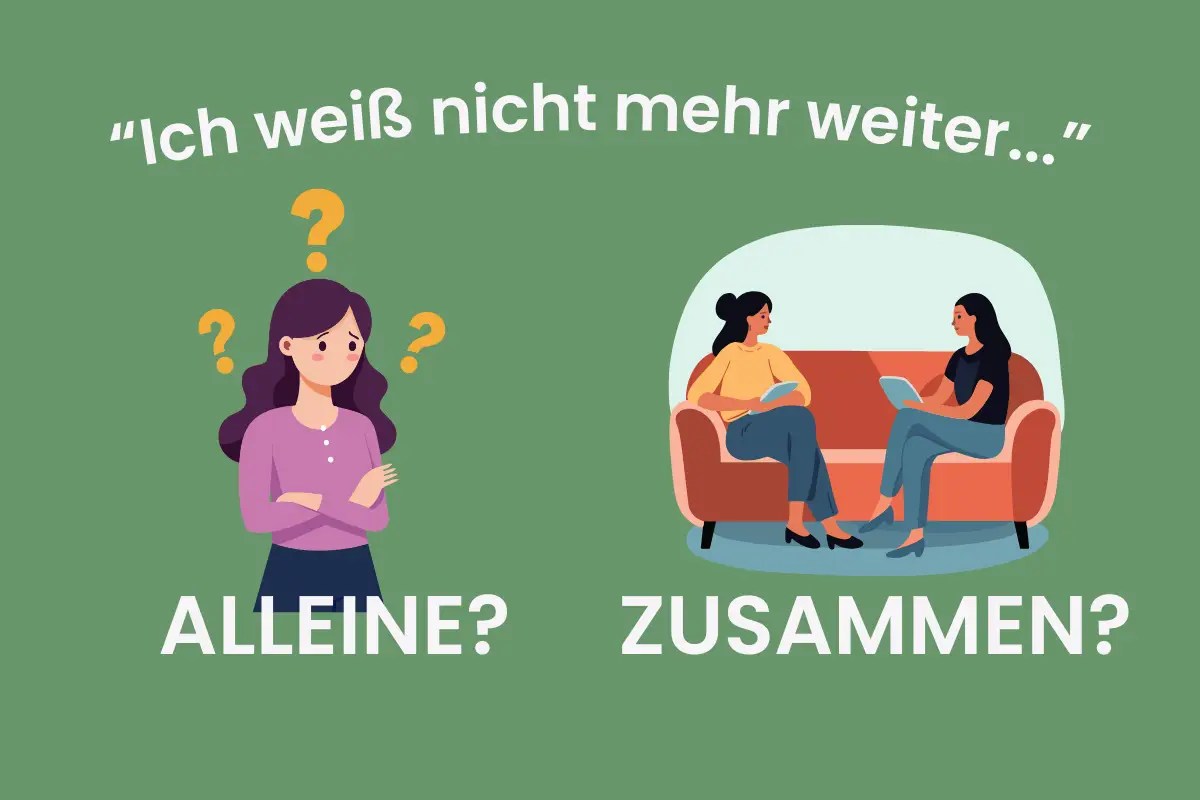 Frau steht vor entscheidung alleine oder zusammen mit expertin die pflegesituation zu durcharbeiten