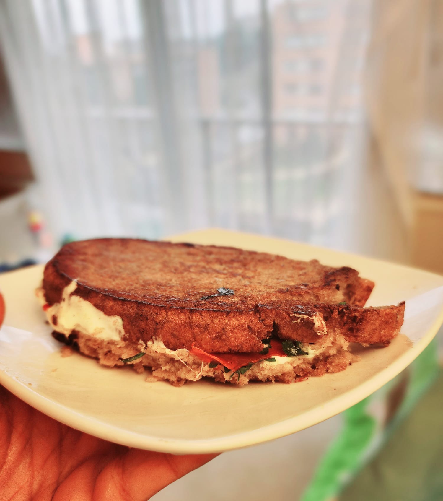 Delicious sourdough grilled cheese sandwich