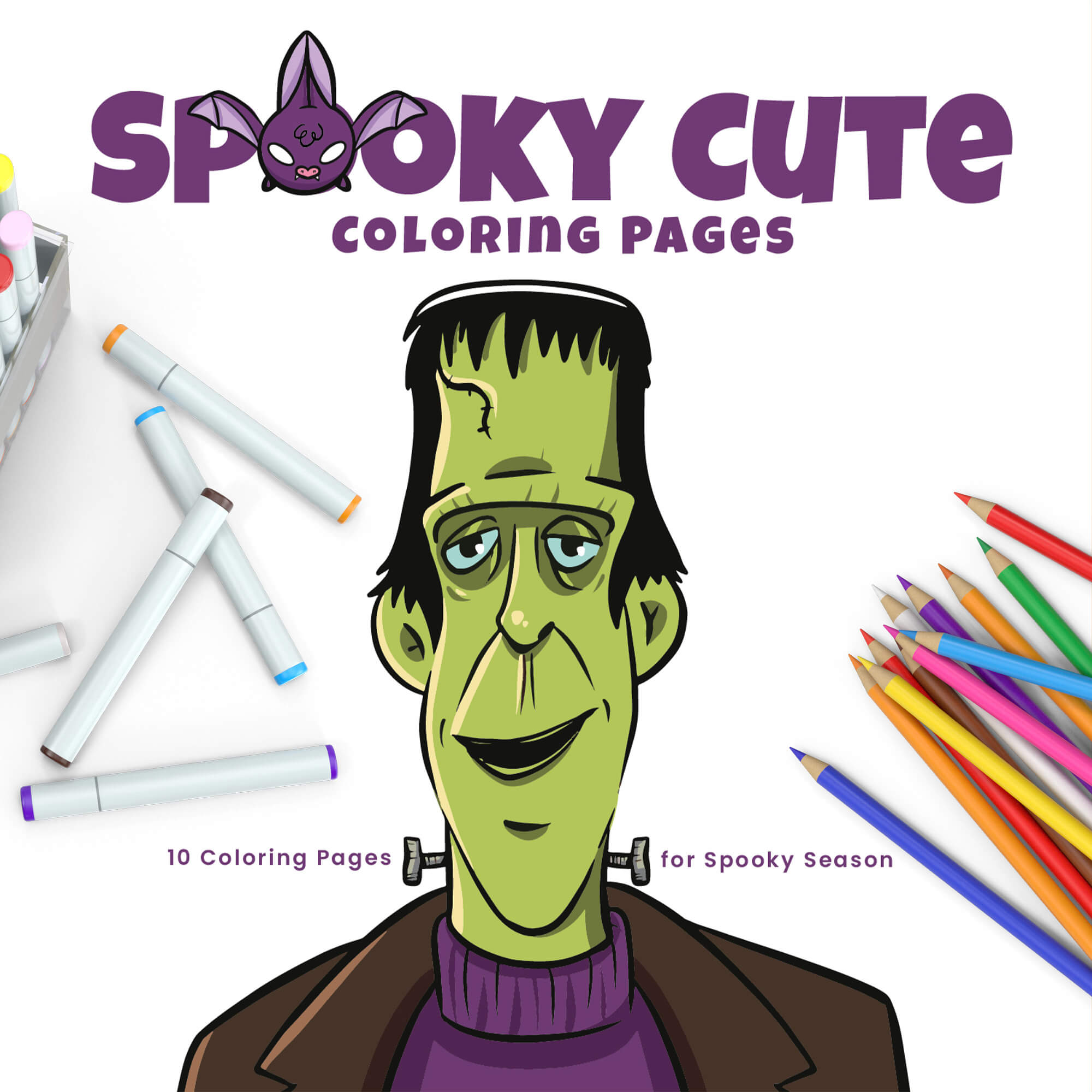 Spooky cute coloring pages