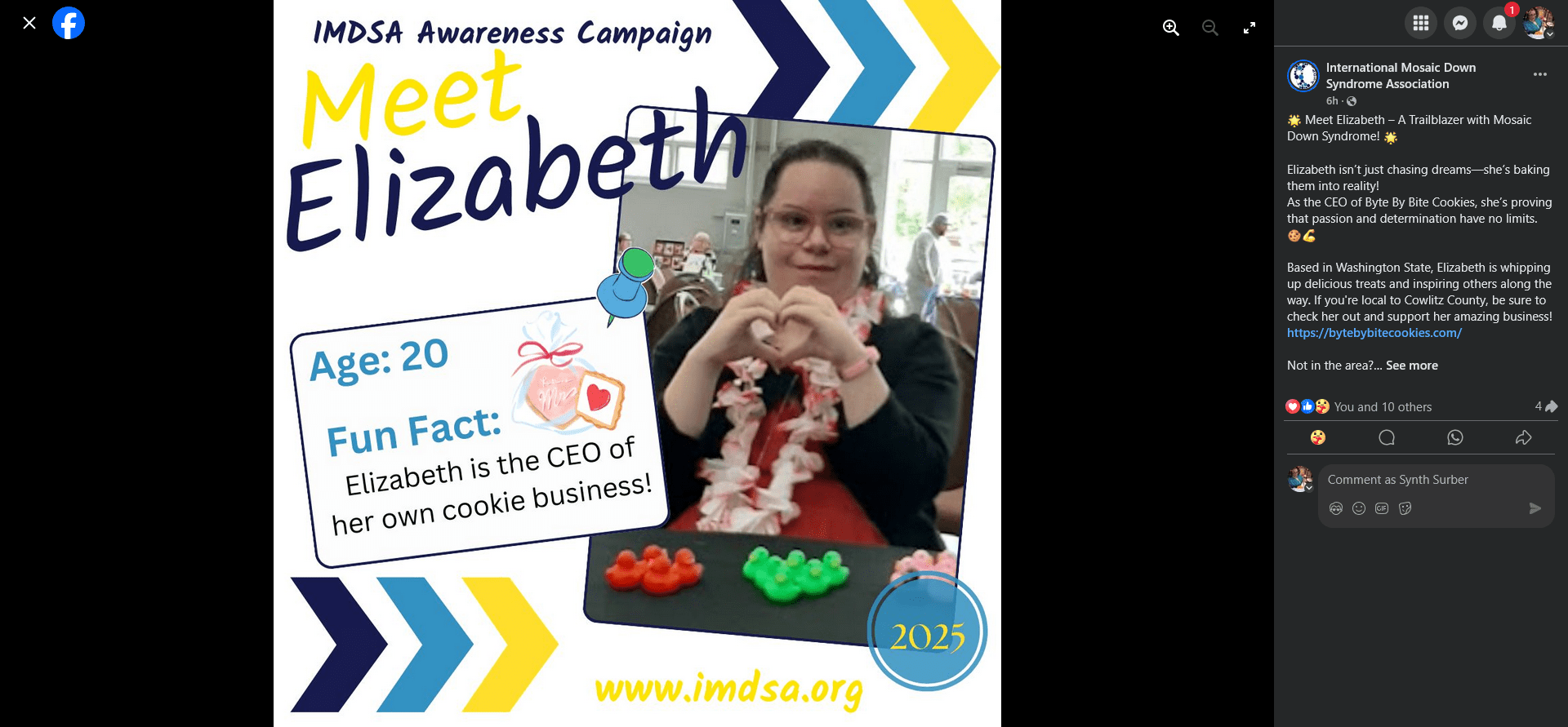 About Elizabeth.Winter.Rose.Surber. and mosaic Down syndrome [mDs]