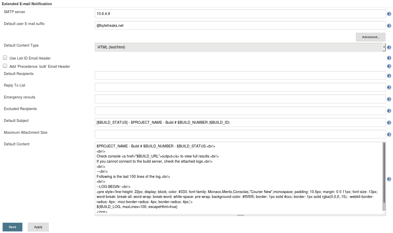 Jenkins Extended Email Notification