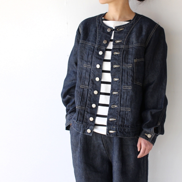 Hands of creation リネンデニムクルーネックGジャケット 1110402