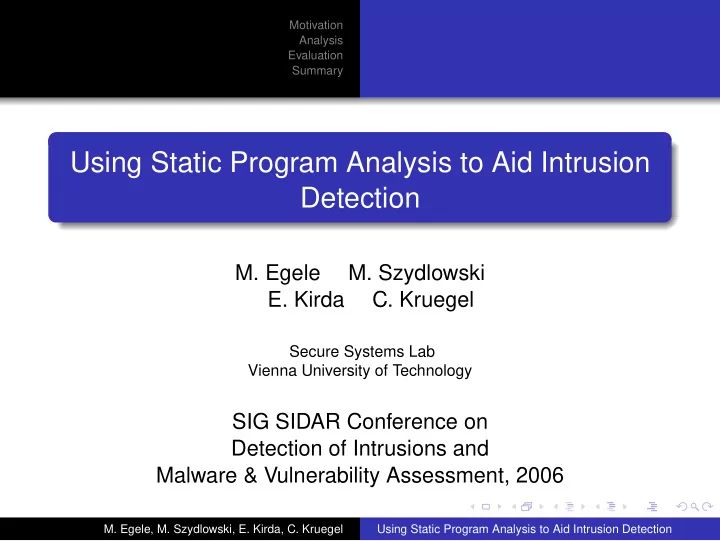 Ppt Using Static Program Analysis To Aid Intrusion Detection M Egele Powerpoint - Elegant Gradient Illustration - Desktop