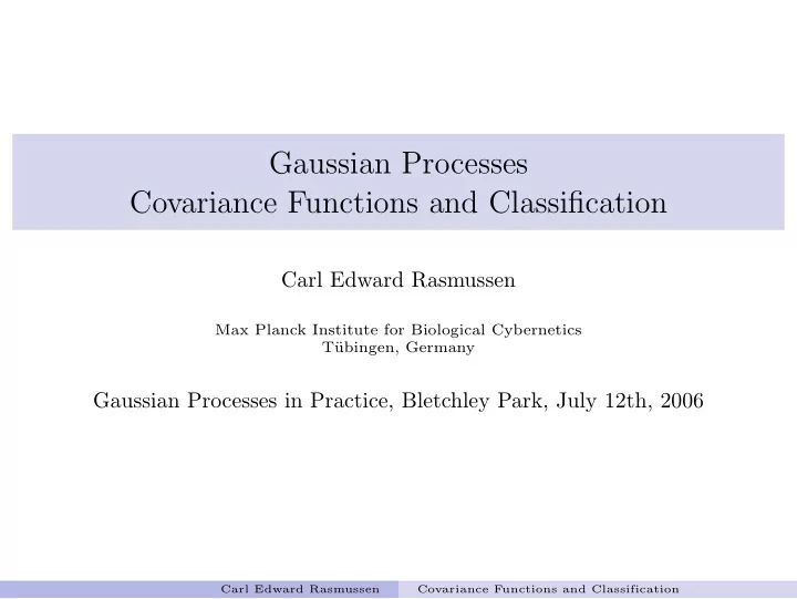 Ppt Gaussian Processes Covariance Functions And Classification Carl - Download Professional Nature Picture | High Resolution