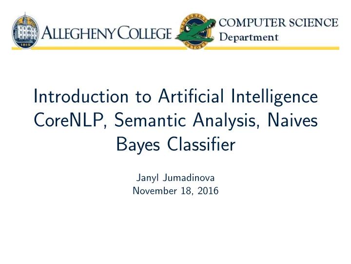 Ppt Introduction To Artificial Intelligence Corenlp Semantic - Premium Landscape Photo Gallery - Full HD