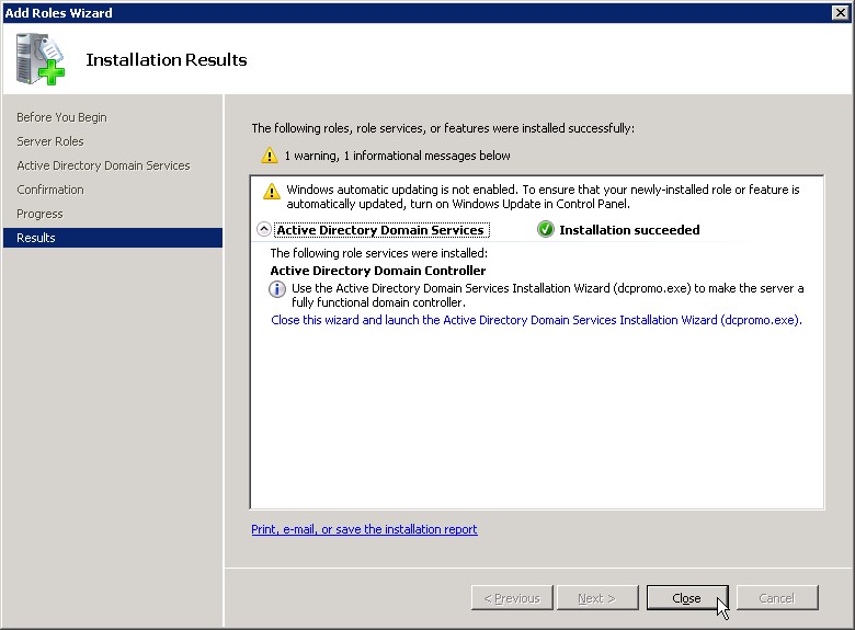Installing Active Directory Domain Services on Windows Server 2008 R2 ...