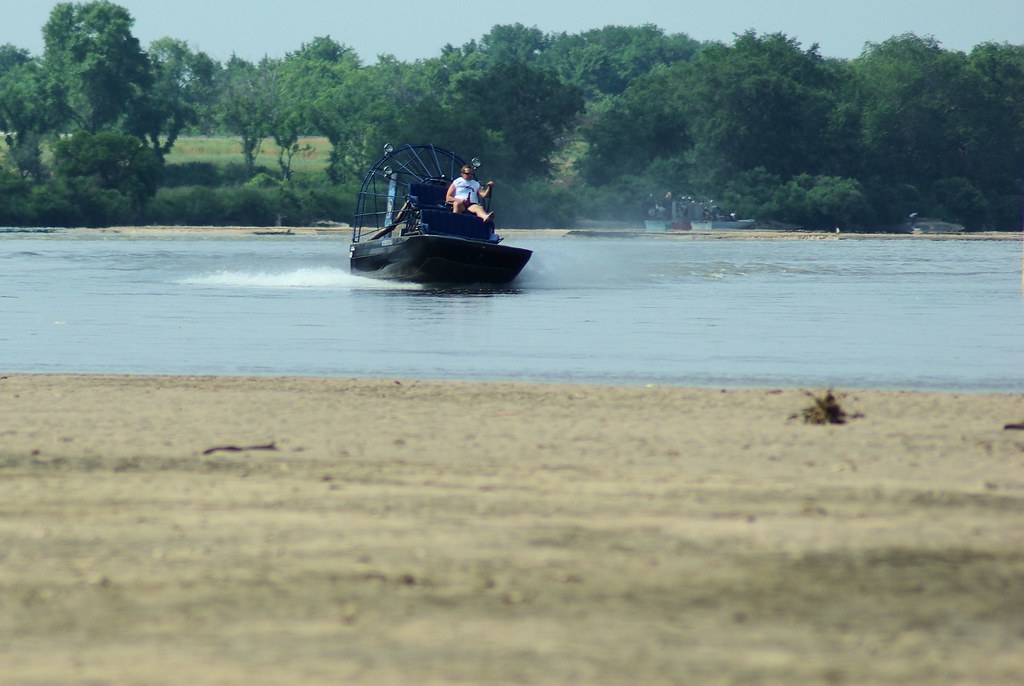 Airboat on the Platte River between Woods Landing Campground (since closed) and Two Rivers State Recreational Area, west of Omaha, Nebraska, June 23, 2007 (Pentax K10D)