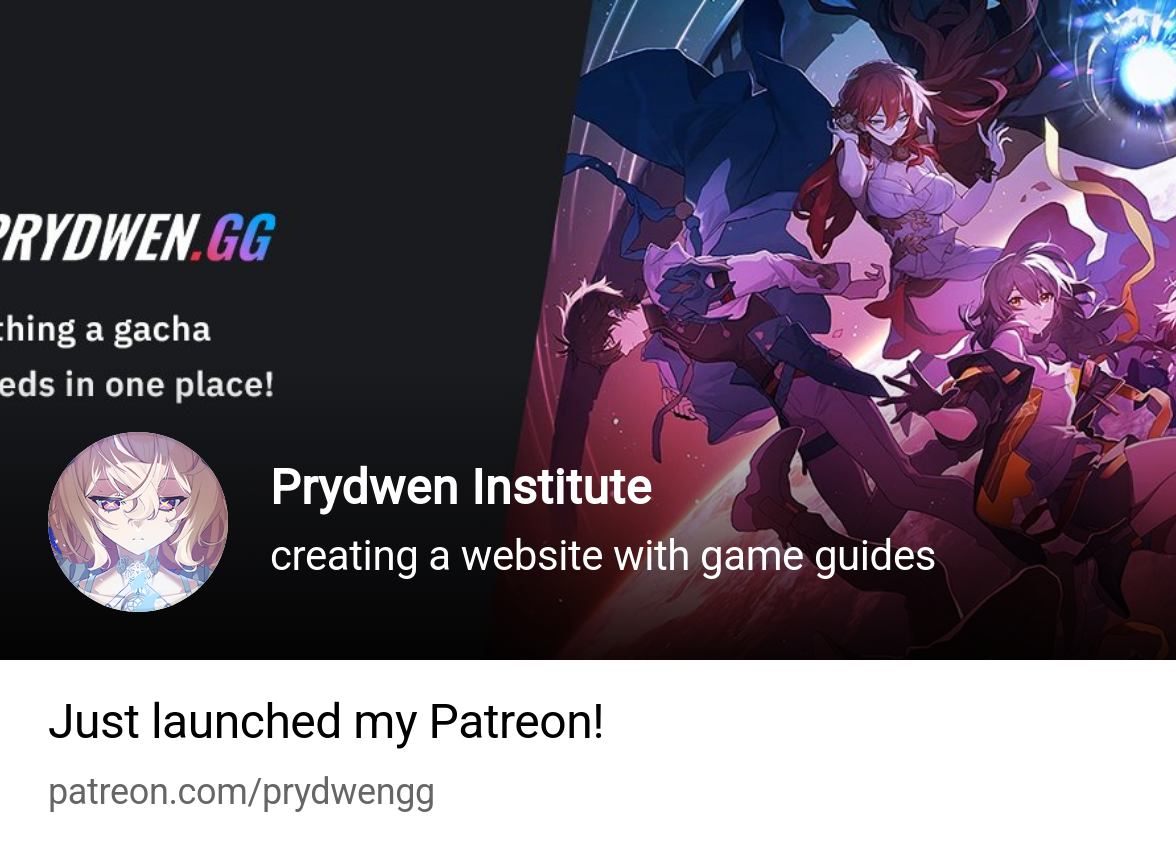 Prydwen Institute | creating a website with game guides | Patreon