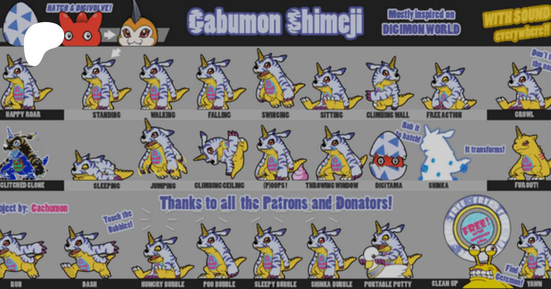 Gabumon Line Shimeji huge update, Eevee Girl, Dragons and others! | Patreon