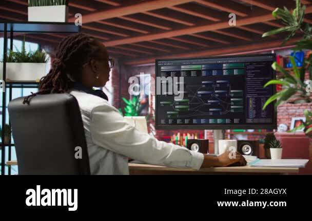 Teleworking Programmer Using Computer For Artificial Intelligence Computing Through Self - 8K Geometric Wallpapers for Desktop