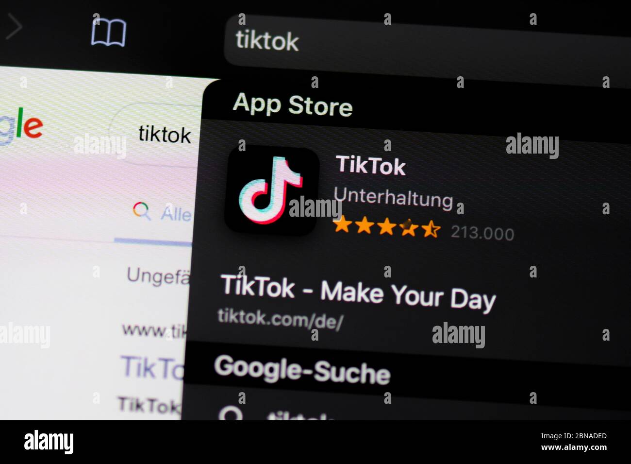 Tiktok App In The Apple App Store Social Network App Icon Iphone Ios Smartphone Display Close Up Stock Photo Alamy