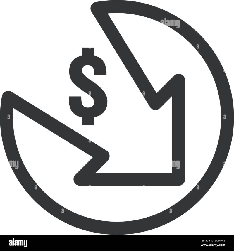 Lower Cost Icon Dollar Money Decrease Symbol With Arrow Stretching - Elegant Gradient Design - Full HD