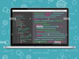 Vector Laptop Coding Concept Web Developer Design Programming