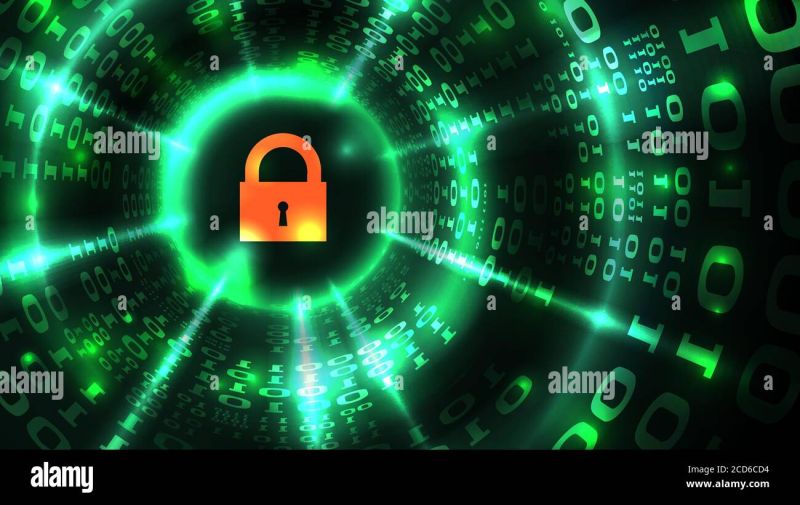 Data Protection Close Up Of Programming Code With A Security Lock Icon - 8K Abstract Backgrounds for Desktop