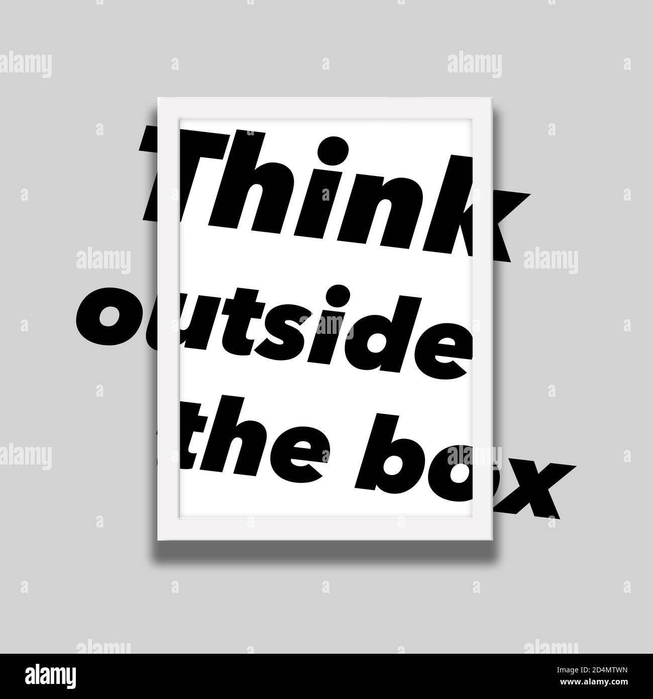 pic Think Outside The Box Picture Frame https www alamy com type in the words think outside the box extended beyond the edges of a picture frame on a wall image381545297 html