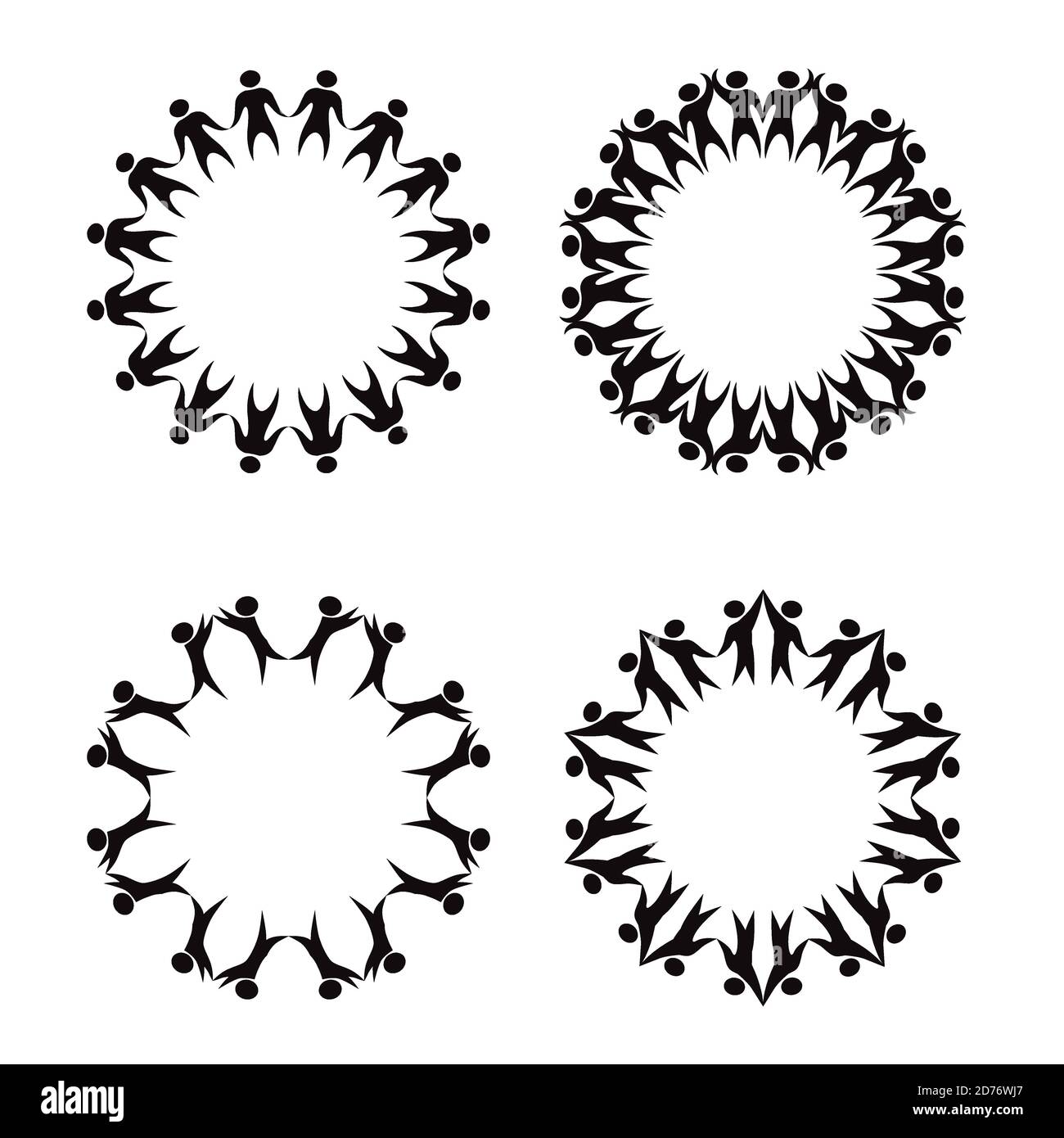 Download circle black cliparts and use any clip art,coloring,png graphics in . Set Of Circle Frame Of Simple Black Silhouettes Of Rejoicing And Dancing People The Object Is Separate From The Background Vector Round Template For Stock Vector Image Art Alamy