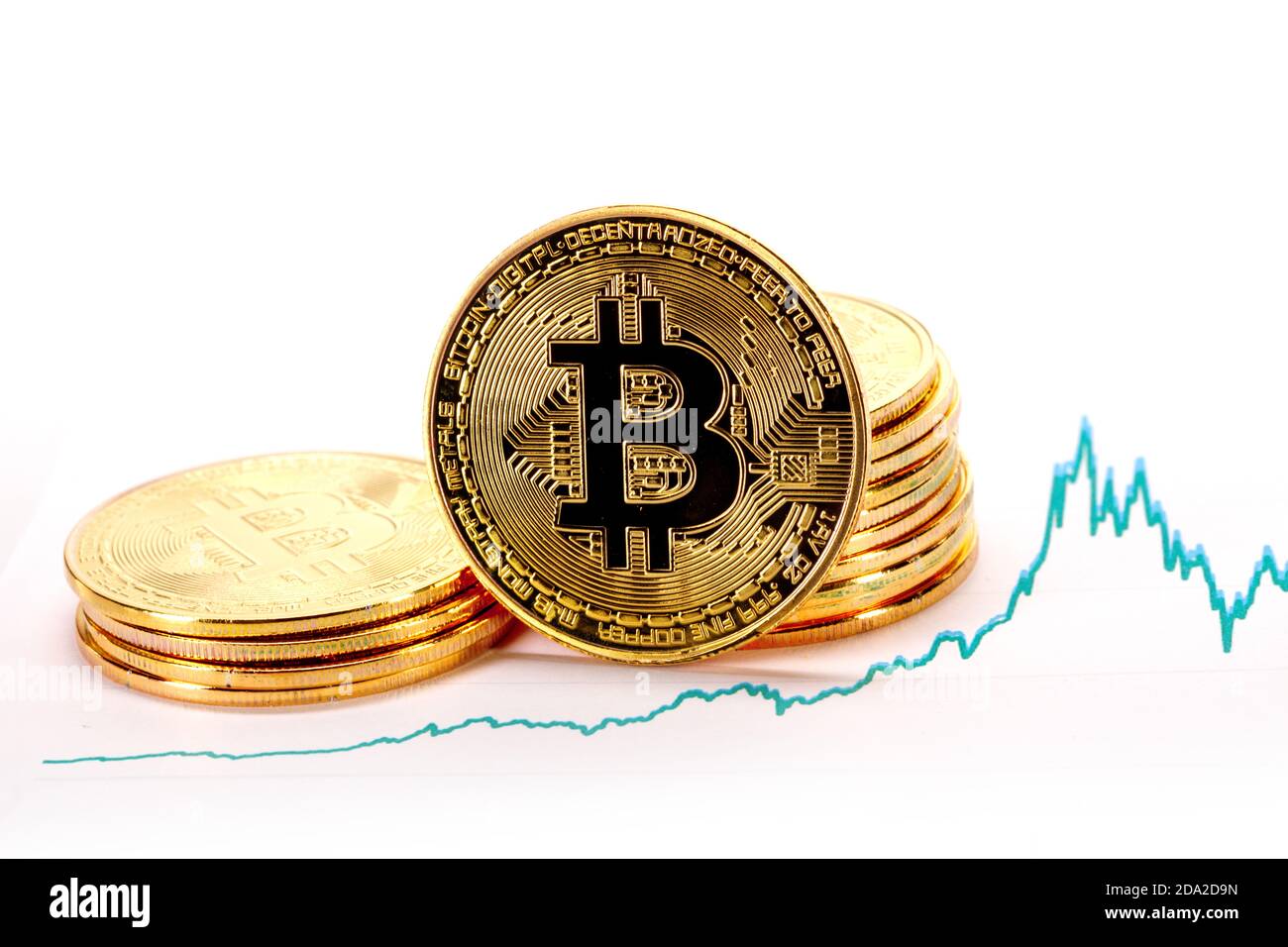 Did you find a big bag of old coins in your attic? Graph Chart Of Exchange Rates Of Virtual Money Bitcoin And Pile Of Coins Cryptocurrency Concept Stock Photo Alamy