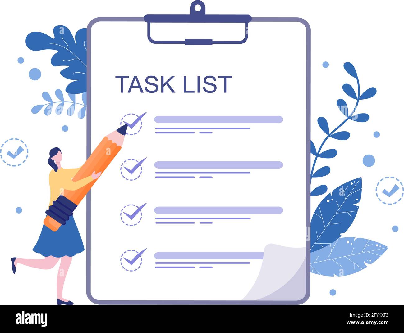 Makes your tasks accessible at a click,; Task List Vector Illustration To Do List Time Management Work Planning Or Organization Of Daily Goals Landing Page Template Stock Vector Image Art Alamy