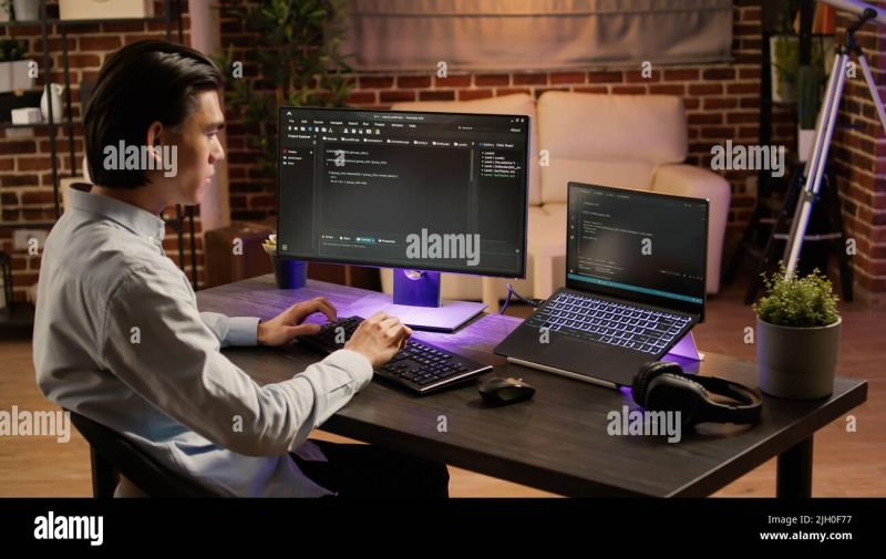 Male Coder Programming Server Encryption On Firewall Software Using - Premium Light Background Gallery - Mobile