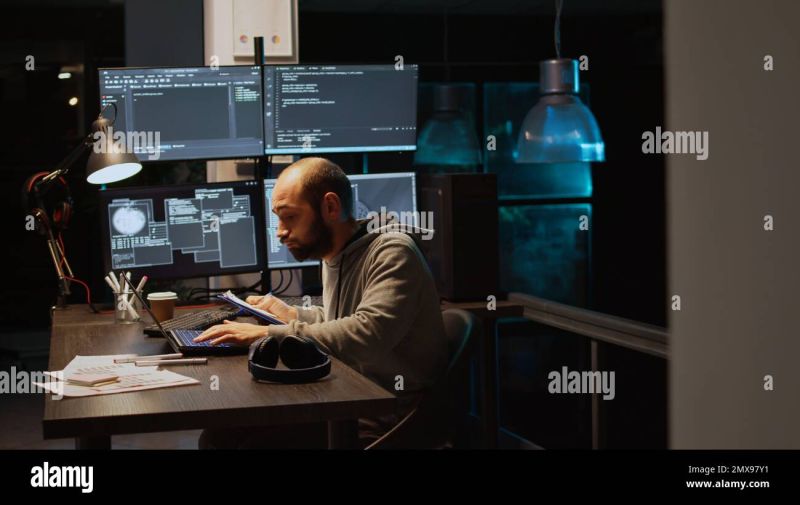 Premium Photo Software Developer Taking Notes On Files After Comparing Html Script And Source - Download Incredible Space Wallpaper | 8K