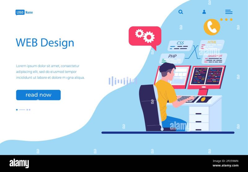 Software Engineer Developer Building Backend Web Page Programming - Landscape Illustration Collection - Mobile Quality