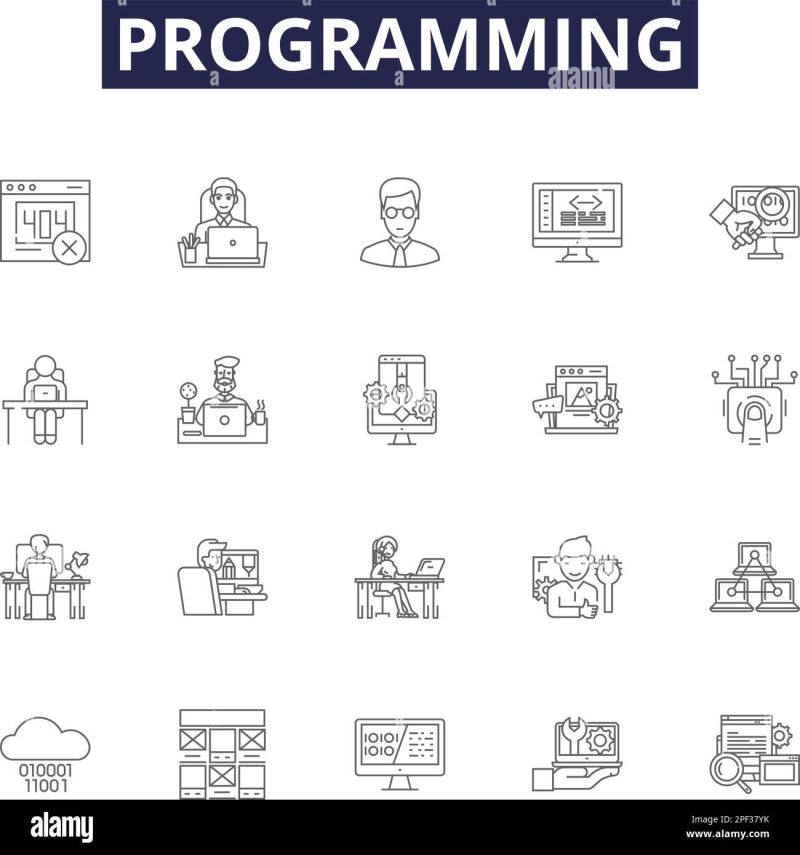 Programming Line Vector Icons And Signs Scripting Compiling - Premium Space Design - HD