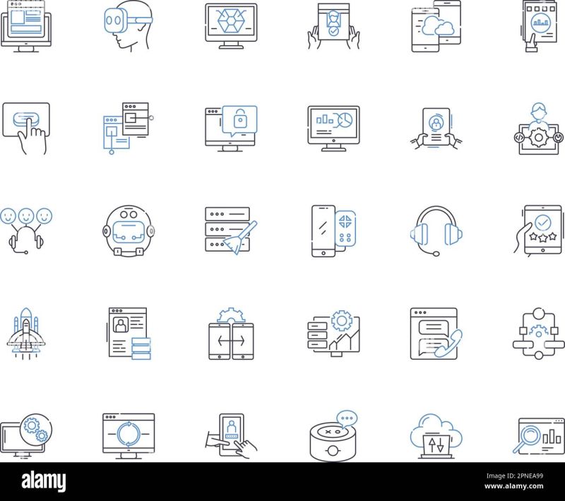 Electronic Software Line Icons Collection Algorithm Application Automation Backend Binary - Amazing Geometric Picture - Retina