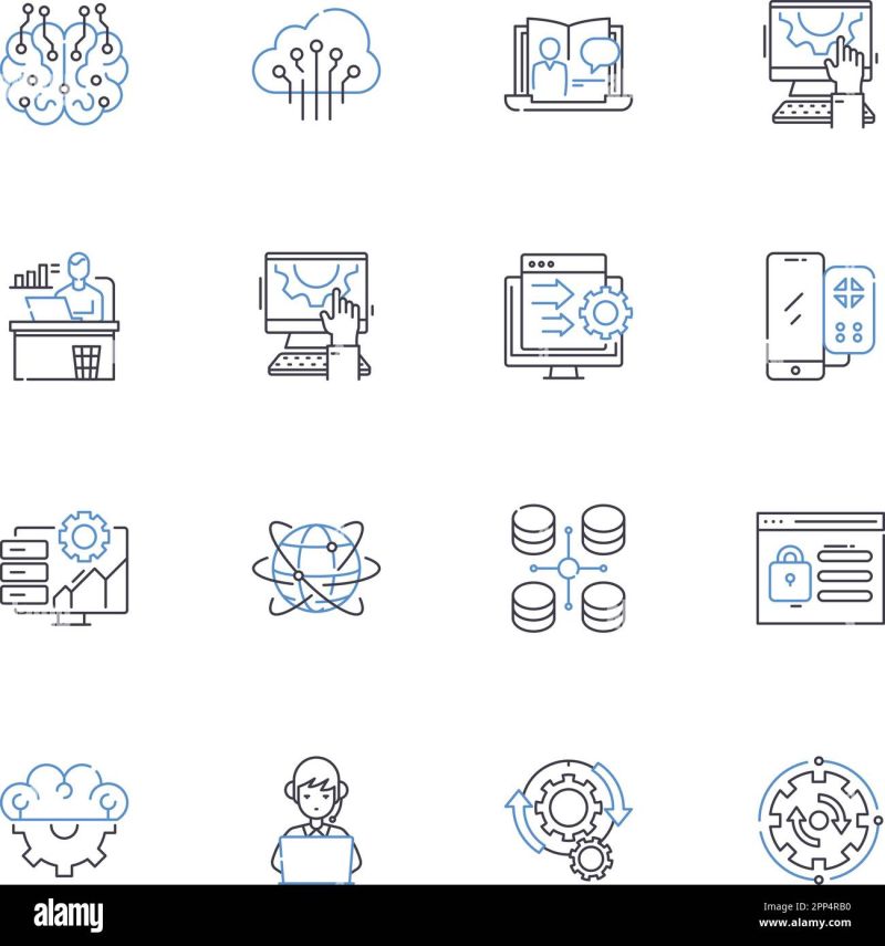 Algorithmic Software Line Icons Collection Code Vector Image - Premium Space Background Gallery - Ultra HD