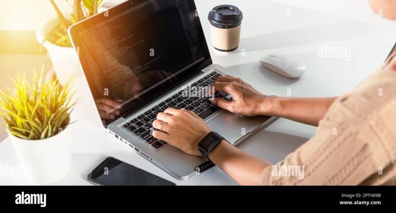Developer Typing Code In Home Office Using Java Programming Language To Develop Software - Modern Dark Picture - Desktop
