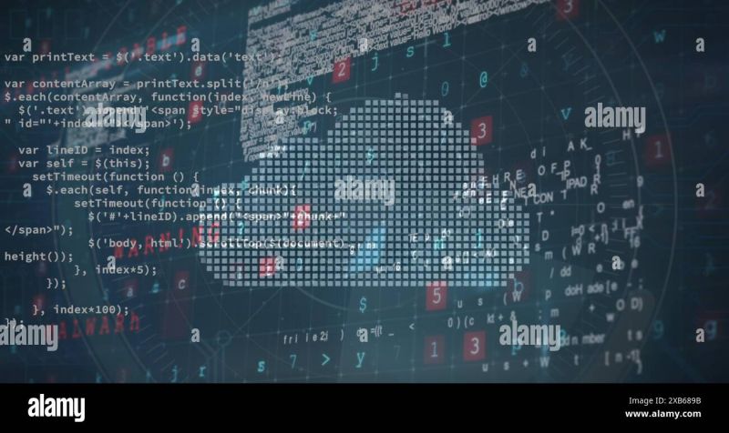 Digital Code Streams Featuring Programming Symbols And Data On A Dark - Premium Minimal Illustration Gallery - Retina