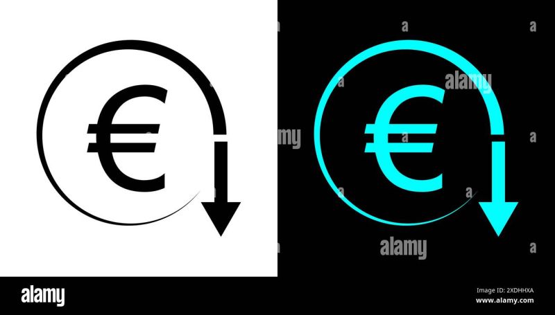 Euro Rate Decrease Icon For Design Blank White And Black Backgrounds - High Quality Retina Space Illustrations | Free Download