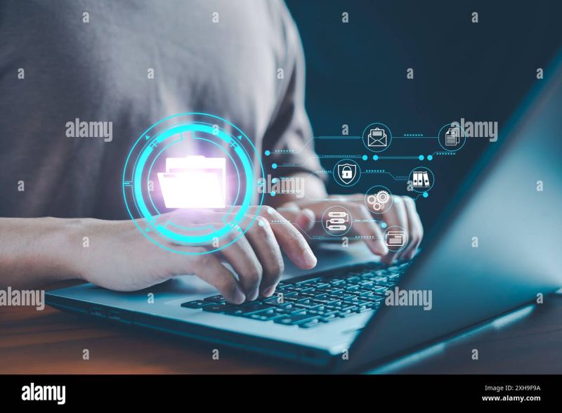 Document Management System Dms Concept File Folder With Linked Blank Documents With Computer - Nature Image Collection - Desktop Quality