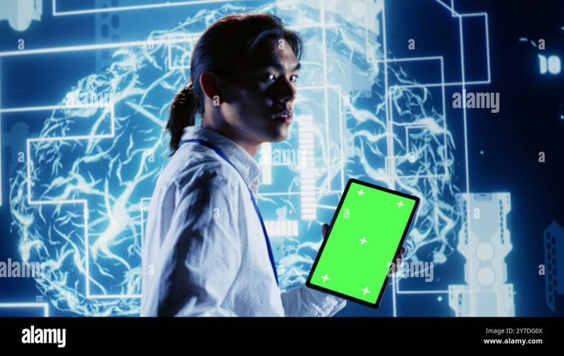 Skillful It Consultant Using Green Screen Tablet To Implement Artificial Intelligence Parallel - Modern Nature Picture - Desktop