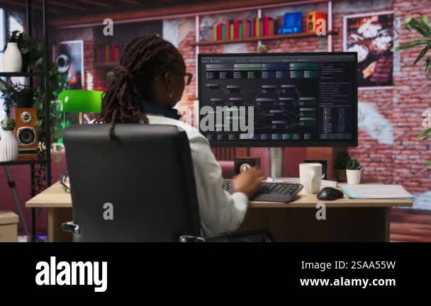 Programmer Using Computer For Artificial Intelligence Computing - Vintage Photo Collection - High Resolution Quality