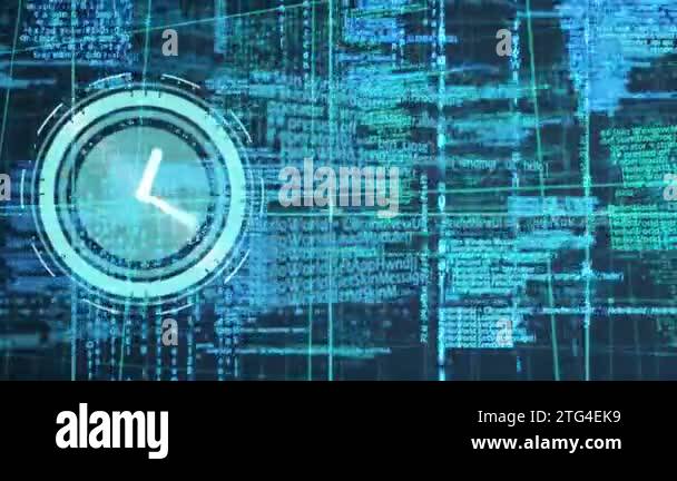 Animation Of Digital Clock And Programming Language And Grid Pattern Over Black Background Stock - 8K Landscape Patterns for Desktop