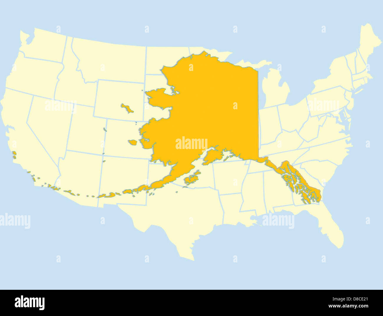 Alaska Map Over US Map Stock Photo Alamy Alaska Map Over Us Map D8CE21 