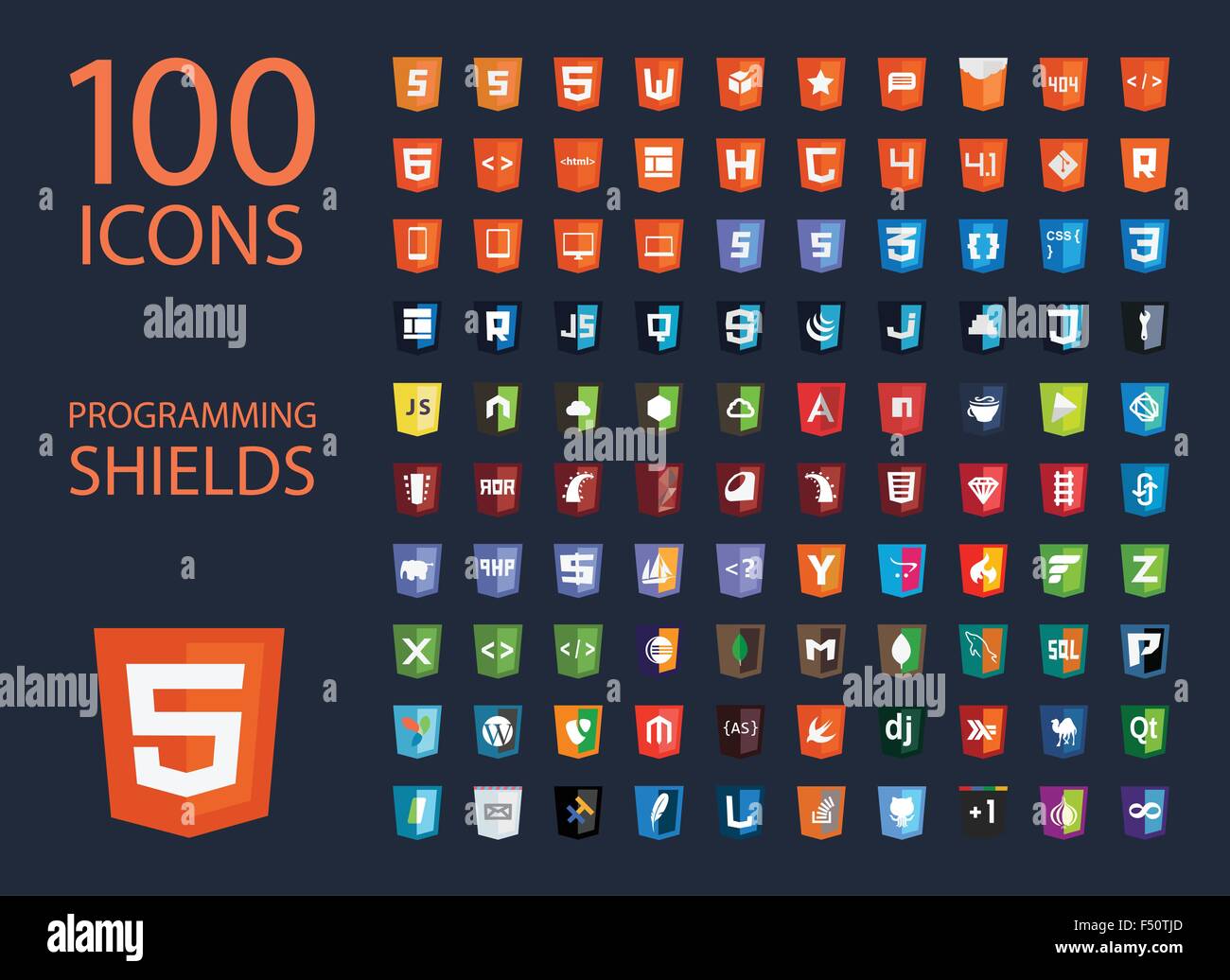 Vector Collection Of Web Development Icons Html Css Tag Server Programming Language Script Style Isolated On White Stock Vector Image Art Alamy