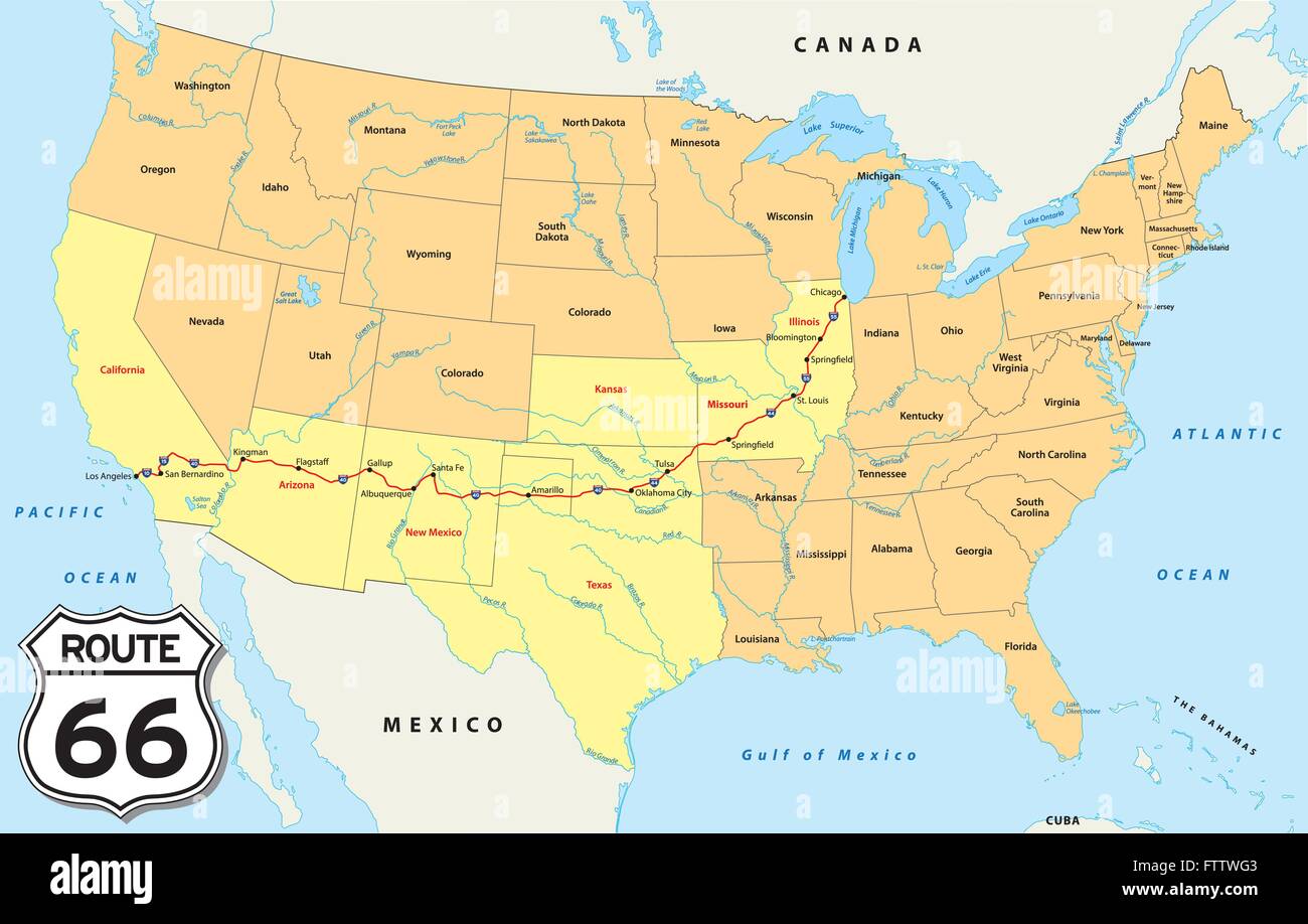 Full Map Route 66 Itin Raire Route 66 En Voiture FGRA Route 66 Map FTTWG3 