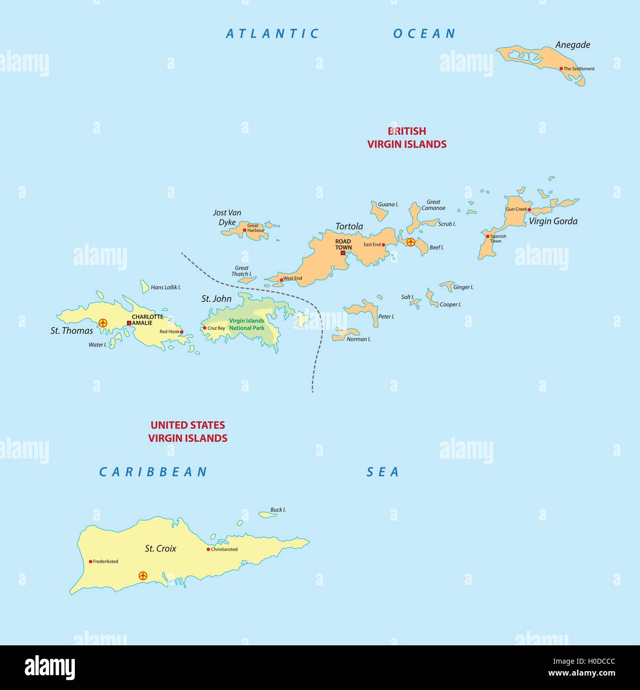 Caribbean United States Virgin Stock Vector Images Alamy Virgin Islands Map H0DCCC 