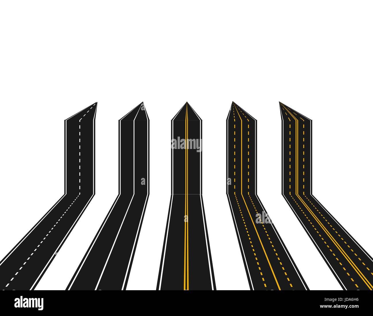 Jalan kartun kelabu clipart jalan raya jalan raya jalan lurus png dan psd . Set Of Roads With White And Yellow Marking In Perspective In The Form Of Arrows On A White Background Abstract Illustration Stock Vector Image Art Alamy