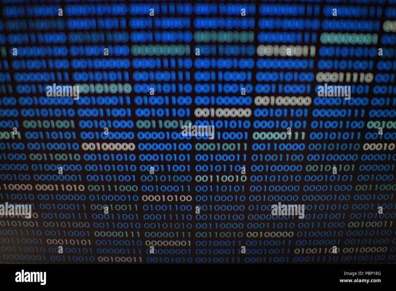 Blocks Of Binary Data Blockchain Concept Blue Background With Computer Digital Binary Code Bit - 4K Dark Designs for Desktop