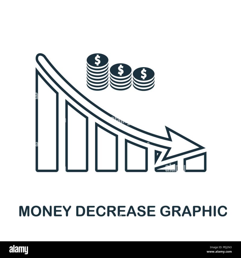 Money Decrease Graphic Icon Mobile App Printing Web Site Icon - Premium Colorful Illustration Gallery - High Resolution