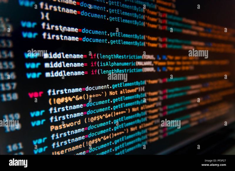 Programmer Workplace Computer Script Coding Source Code On Desktop - Classic Ocean Illustration - Mobile