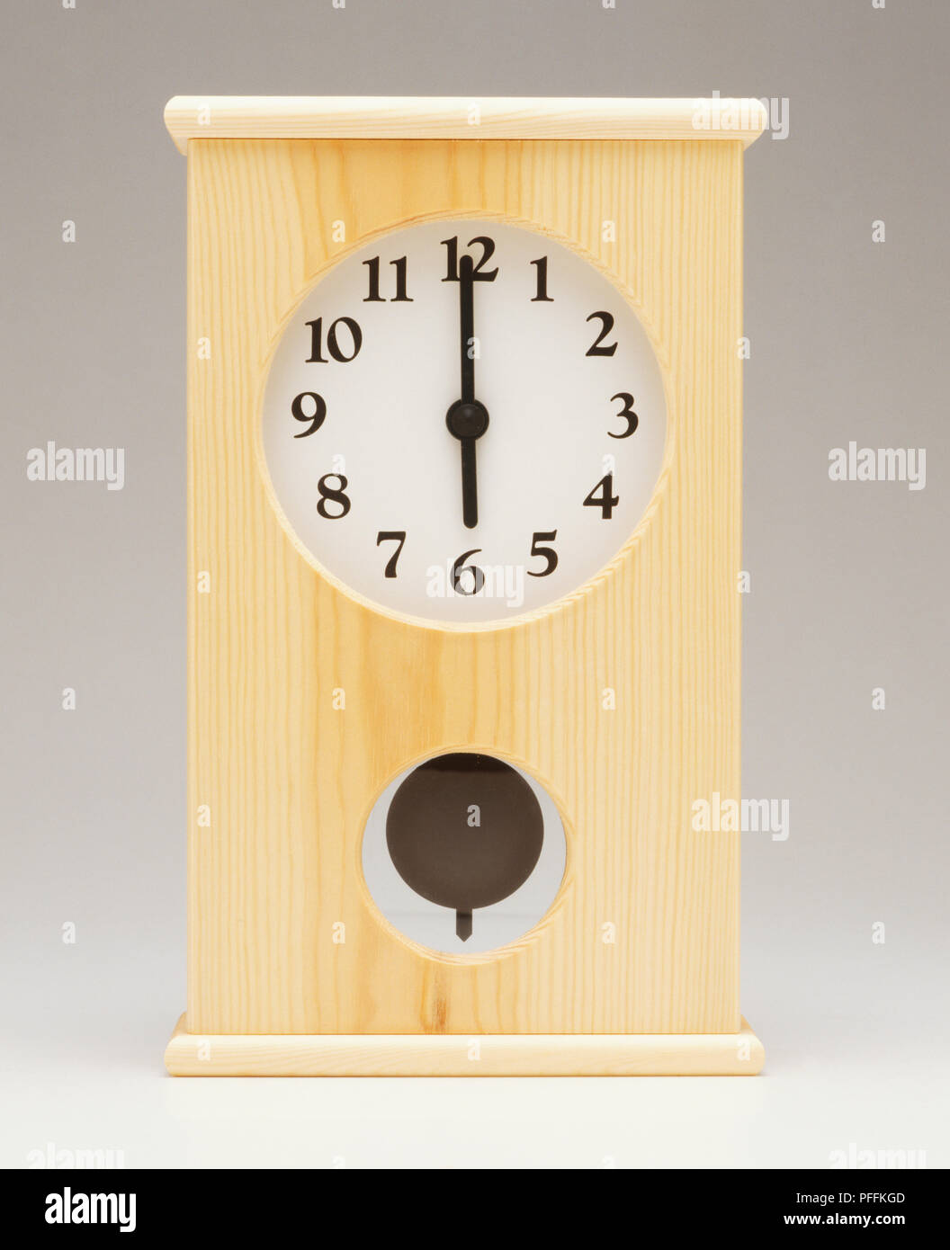 Freestanding Wooden Clock Stock Photo Alamy