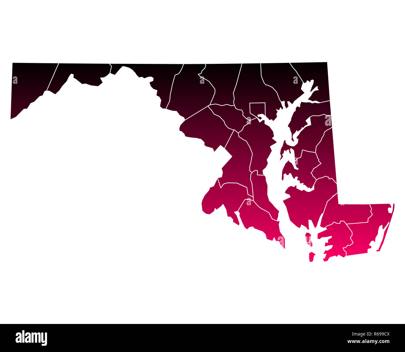 Map Of Maryland Stock Photo Alamy Map Of Maryland R699CX 