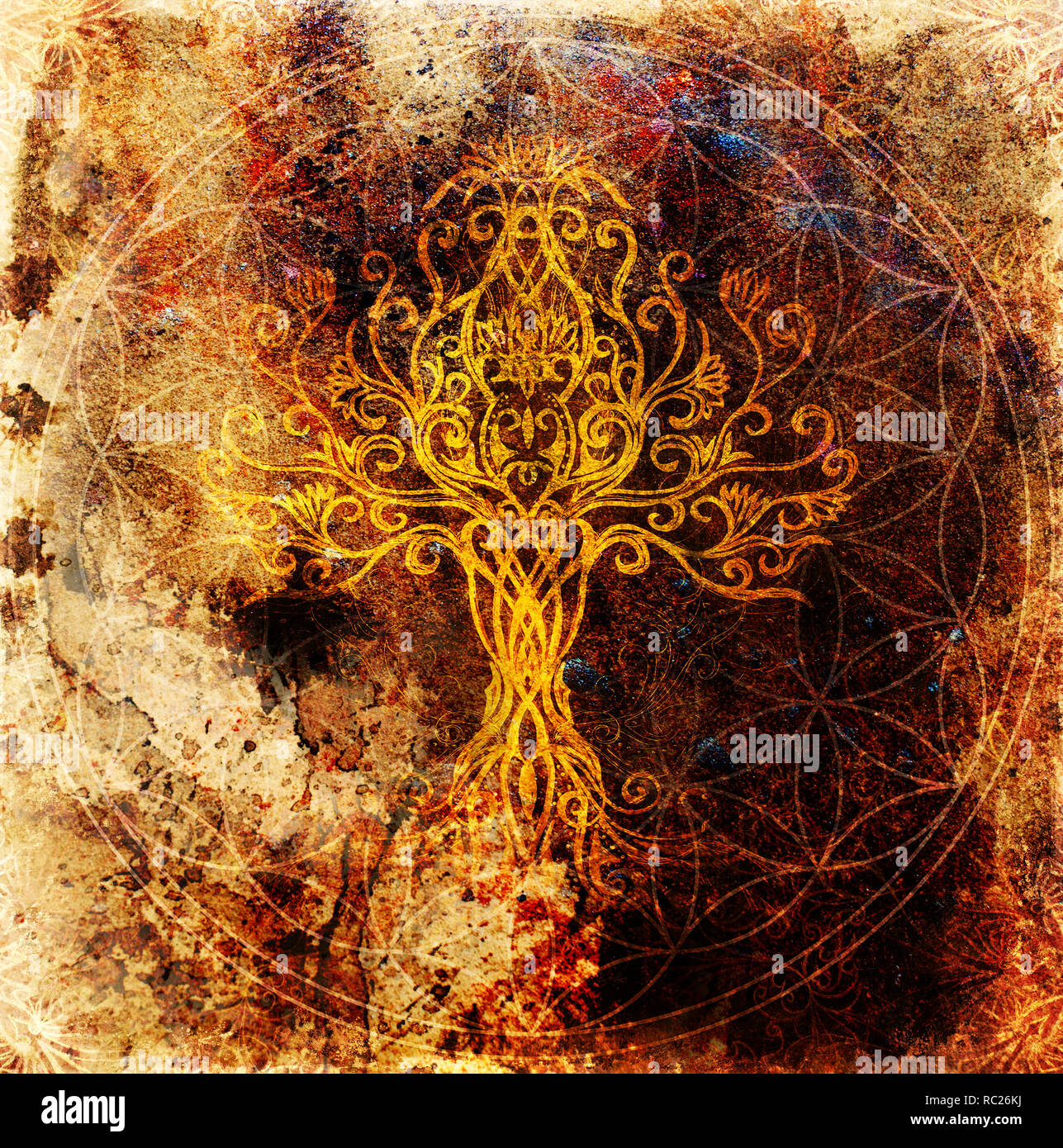 You will definitely choose from a huge number of pictures that option that will . Tree Of Life Symbol On Structured Ornamental Background Flower Of Life Pattern Yggdrasil Stock Photo Alamy