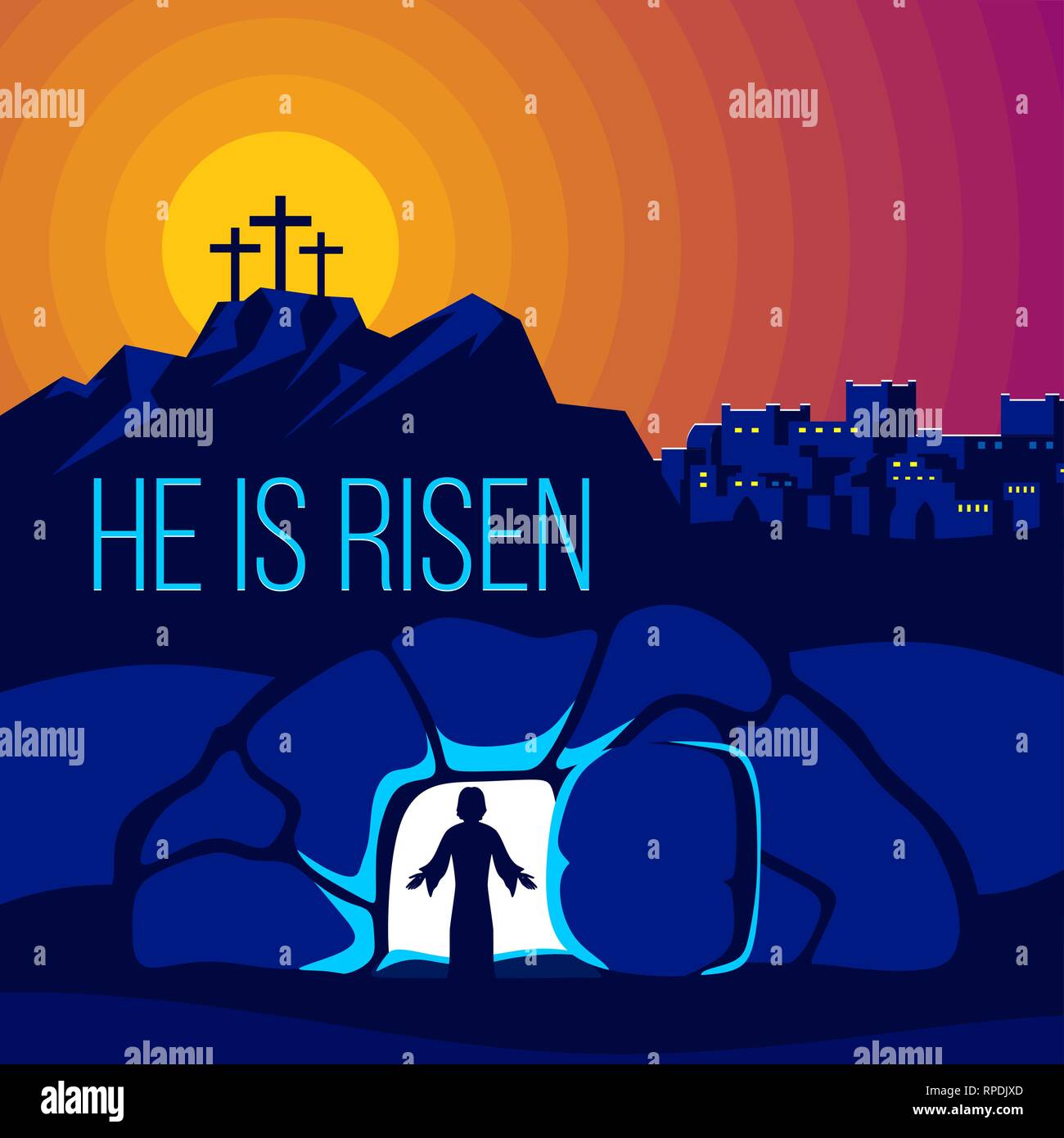 Easter illustration. jesus christ is risen stock vector image & art