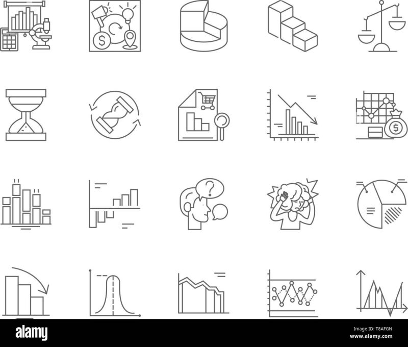 Decrease Line Icons Signs Set Vector Decrease Outline Concept Illustration - High Quality Colorful Photo - Retina