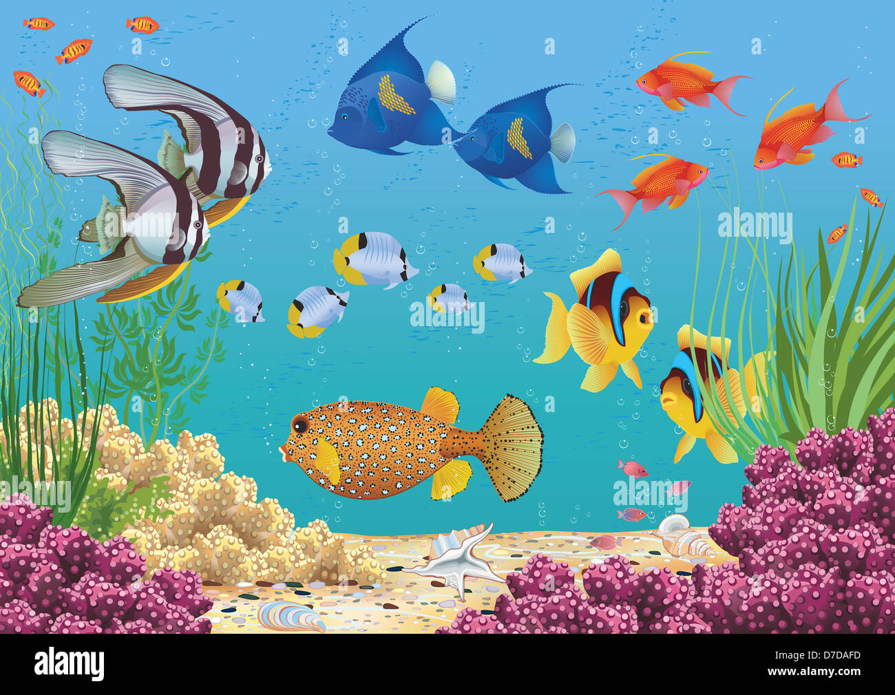 Kinder Malen Unterwasserwelt Der Korallenriffe Durch Aquarelle Stockfotografie Alamy